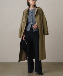 【レトロ古着 】D'URBAN トレンチ ロングコート カーキグリーン L ブランド古着】トレンチコート（グリーン・カーキ/緑色系）古着