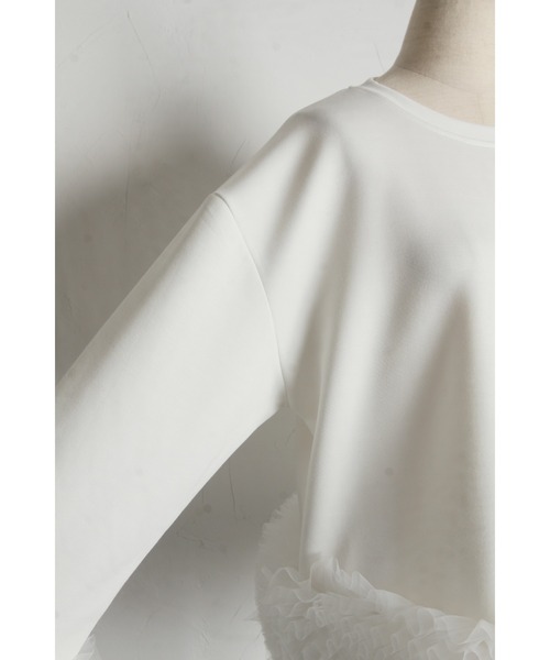 &. NOSTALGIA(アンドドットノスタルジア)の「【ZOZO限定】チュールヘムトップス(Tシャツ/カットソー・レディース・ブラック/アイボリー/チャコールグレー・M)」の9枚目の写真