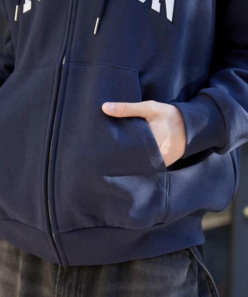 WEGO（ウィゴー）の「WEGO/ワッペンロゴZIPパーカー（パーカー・メンズ・ブラウン/ネイビー/アッシュグレー/杢グレー・LARGE/MEDIUM）」の6枚目の写真