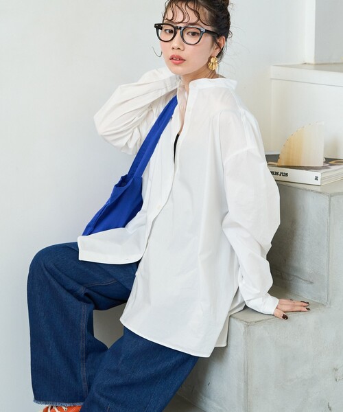 FREAK'S STORE(フリークスストア)の「限定展開 ビックシルエット ブロード ボリューム シャツ(シャツ/ブラウス・レディース・ブラック/ブルー/オフホワイト/その他1/ストライプ/ベージュ・フリ-)」の2枚目の写真