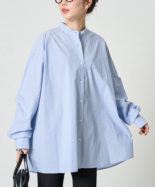 FREAK'S STORE(フリークスストア)の「限定展開 ビックシルエット ブロード ボリューム シャツ(シャツ/ブラウス・レディース・ブラック/ブルー/オフホワイト/その他1/ストライプ/ベージュ・フリ-)」の13枚目の写真