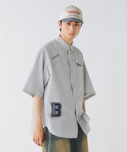 RUFFLOG ブラック ショートスリーブシャツ LOEFF＞トロピカルウール ショートスリーブ シャツ（シャツ