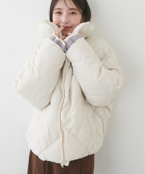natural couture(ナチュラルクチュール)の「ビックダイヤキルトフェイクダウン(ダウンジャケット/コート・レディース・アイボリー・FREE)」の20枚目の写真