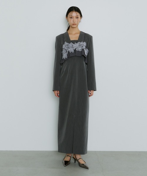 pinstripe tailored bustier dress ピンストライプテーラード