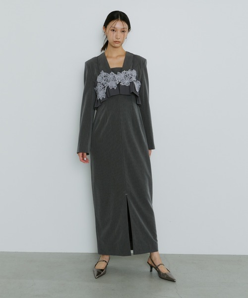 pinstripe tailored bustier dress ピンストライプテーラード