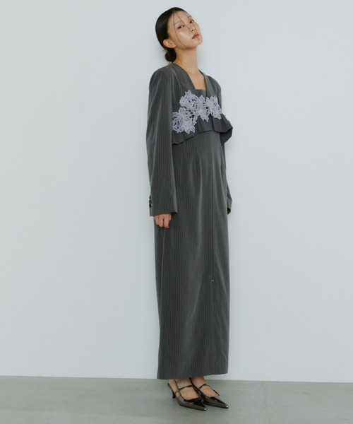 ピンストライプテーラードビスチェドレス / pinstripe tailored