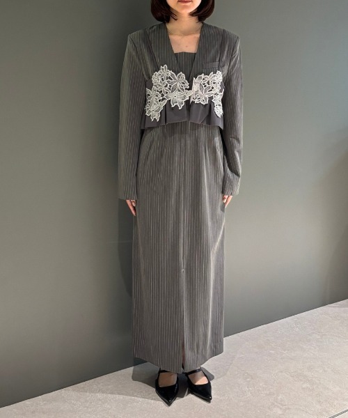 ANDRESD（アンドレスド）の「ピンストライプテーラードビスチェドレス