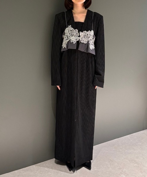 ピンストライプテーラードビスチェドレス / pinstripe tailored