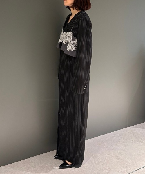 ANDRESD（アンドレスド）の「ピンストライプテーラードビスチェドレス / pinstripe tailored bustier dress（ドレス・レディース・ベージュ/ブラック/グレー・M/S/L）」の14枚目の写真