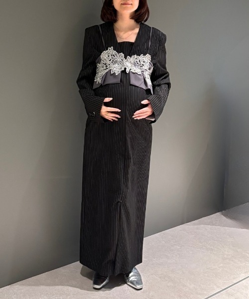 ピンストライプテーラードビスチェドレス / pinstripe tailored