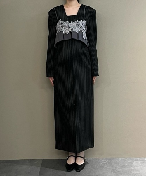 ANDRESD（アンドレスド）の「ピンストライプテーラードビスチェドレス