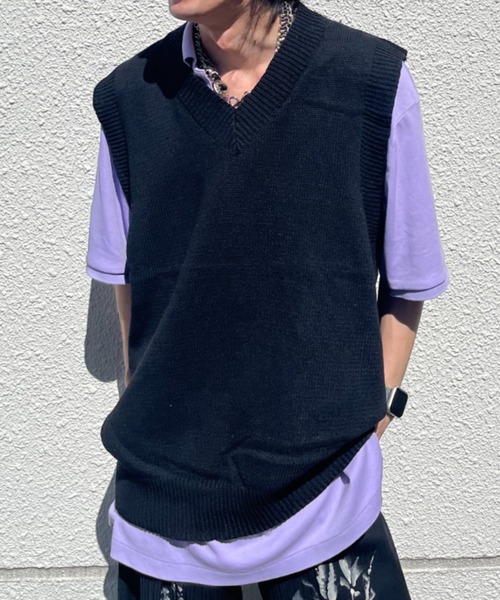 セール】ルーズ Vネック プルオーバー ニットベスト（ベスト）｜CELENA