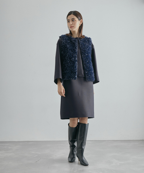ROPE'(ロペ)の「【限定店舗・J'aDoRe限定】エレガンスウールシルクワンピース(ワンピース・レディース・ネイビー・FREE)」の4枚目の写真