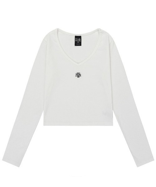 muahmuah(ムーアムーア)の「A'GEM/9 × .kom 『muah muah/ムーアムーア』 STITCH V NECK LONG SLEEVE T-SHIRT/ステッチ V ネック 長袖カットソー(Tシャツ/カットソー・レディース・アイボリー/ブラック/ベージュ/ピンク・FREE)」の21枚目の写真