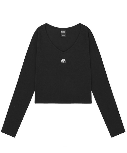 muahmuah(ムーアムーア)の「A'GEM/9 × .kom 『muah muah/ムーアムーア』 STITCH V NECK LONG SLEEVE T-SHIRT/ステッチ V ネック 長袖カットソー(Tシャツ/カットソー・レディース・アイボリー/ブラック/ベージュ/ピンク・FREE)」の22枚目の写真