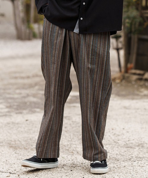 CAMBIO（カンビオ）の「mp13307-Multi Stripe Wide Straight Pants ワイドストレートパンツ（その他パンツ・メンズ・ベージュ/ネイビー/ブラウン・S/M/L）」の4枚目の写真