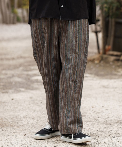CAMBIO（カンビオ）の「mp13307-Multi Stripe Wide Straight Pants ワイドストレートパンツ（その他パンツ・メンズ・ベージュ/ネイビー/ブラウン・S/M/L）」の5枚目の写真
