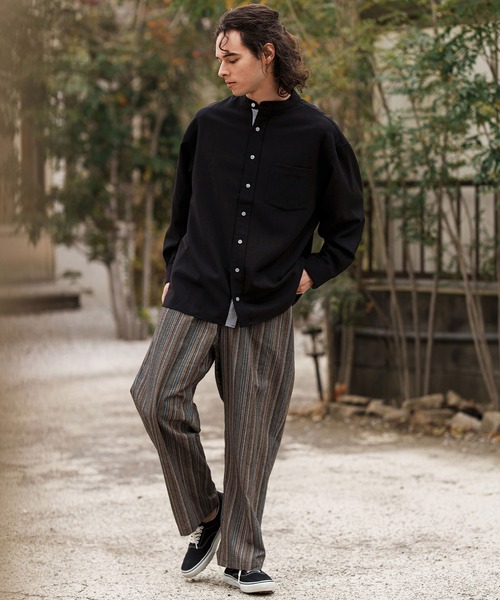 CAMBIO（カンビオ）の「mp13307-Multi Stripe Wide Straight Pants ワイドストレートパンツ（その他パンツ・メンズ・ベージュ/ネイビー/ブラウン・S/M/L）」の7枚目の写真