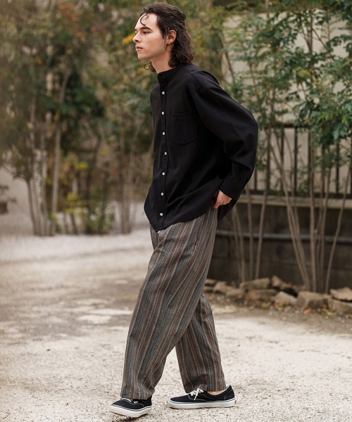 CAMBIO（カンビオ）の「mp13307-Multi Stripe Wide Straight Pants ワイドストレートパンツ（その他パンツ・メンズ・ベージュ/ネイビー/ブラウン・S/M/L）」の9枚目の写真