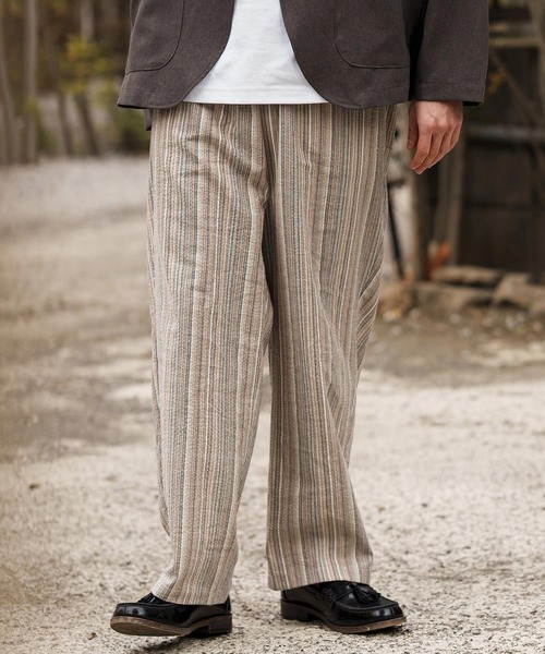 CAMBIO（カンビオ）の「mp13307-Multi Stripe Wide Straight Pants ワイドストレートパンツ（その他パンツ・メンズ・ベージュ/ネイビー/ブラウン・S/M/L）」の10枚目の写真