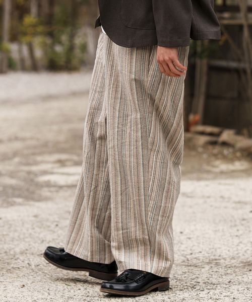 CAMBIO（カンビオ）の「mp13307-Multi Stripe Wide Straight Pants ワイドストレートパンツ（その他パンツ・メンズ・ベージュ/ネイビー/ブラウン・S/M/L）」の11枚目の写真