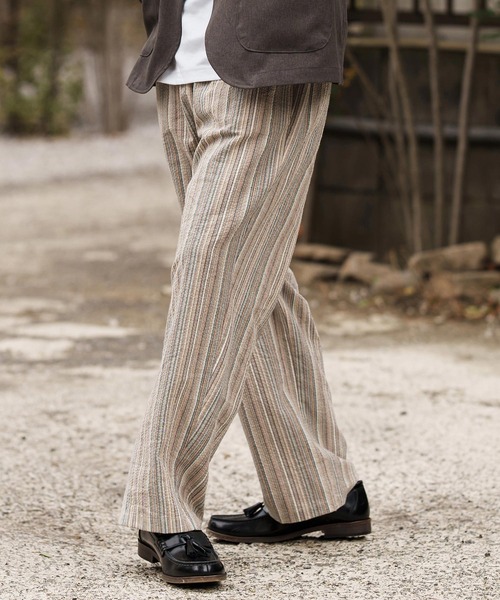 CAMBIO（カンビオ）の「mp13307-Multi Stripe Wide Straight Pants ワイドストレートパンツ（その他パンツ・メンズ・ベージュ/ネイビー/ブラウン・S/M/L）」の12枚目の写真