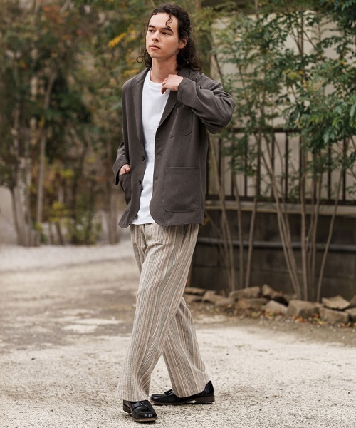 CAMBIO（カンビオ）の「mp13307-Multi Stripe Wide Straight Pants ワイドストレートパンツ（その他パンツ・メンズ・ベージュ/ネイビー/ブラウン・S/M/L）」の13枚目の写真