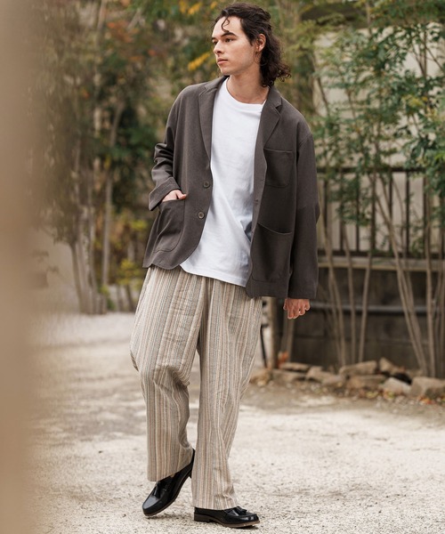 CAMBIO（カンビオ）の「mp13307-Multi Stripe Wide Straight Pants ワイドストレートパンツ（その他パンツ・メンズ・ベージュ/ネイビー/ブラウン・S/M/L）」の14枚目の写真