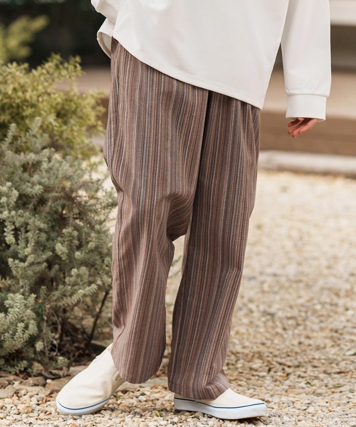 CAMBIO（カンビオ）の「mp13307-Multi Stripe Wide Straight Pants ワイドストレートパンツ（その他パンツ・メンズ・ベージュ/ネイビー/ブラウン・S/M/L）」の16枚目の写真
