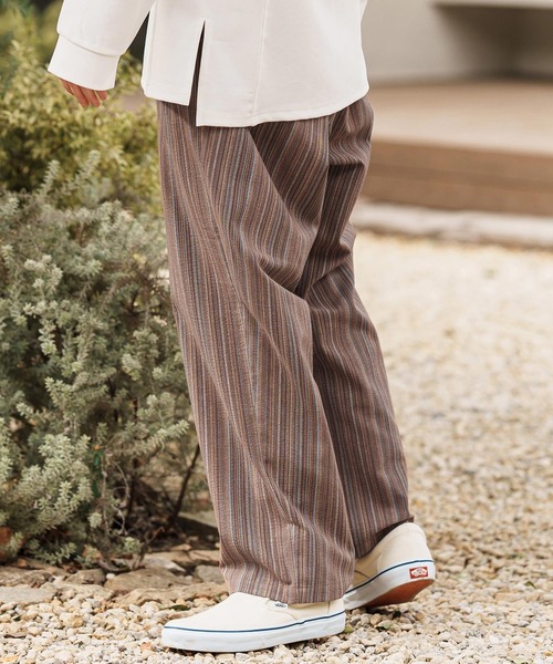 CAMBIO（カンビオ）の「mp13307-Multi Stripe Wide Straight Pants ワイドストレートパンツ（その他パンツ・メンズ・ベージュ/ネイビー/ブラウン・S/M/L）」の18枚目の写真