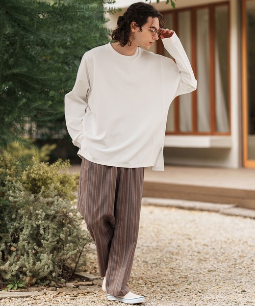 CAMBIO（カンビオ）の「mp13307-Multi Stripe Wide Straight Pants ワイドストレートパンツ（その他パンツ・メンズ・ベージュ/ネイビー/ブラウン・S/M/L）」の19枚目の写真