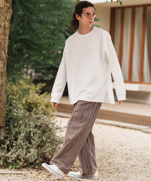 CAMBIO（カンビオ）の「mp13307-Multi Stripe Wide Straight Pants ワイドストレートパンツ（その他パンツ・メンズ・ベージュ/ネイビー/ブラウン・S/M/L）」の20枚目の写真