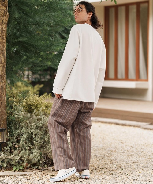 CAMBIO（カンビオ）の「mp13307-Multi Stripe Wide Straight Pants ワイドストレートパンツ（その他パンツ・メンズ・ベージュ/ネイビー/ブラウン・S/M/L）」の21枚目の写真