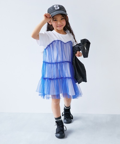 専用　　　　　チュールがふんわり重なるドッキングワンピ♡小花柄♡M セール】ふんわり チュールドッキングワンピース（ワンピース