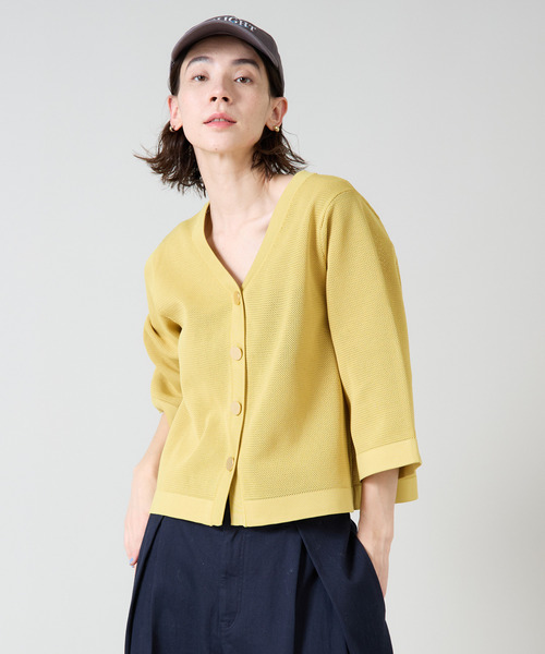 Liesse（リエス）の「メッシュ編みニットトップス（ニット/セーター・レディース・ネイビー/イエロー/アイボリー・FREE）」の3枚目の写真