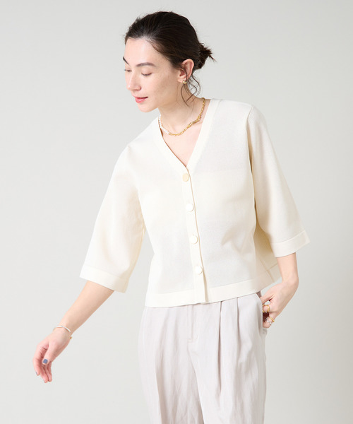 Liesse（リエス）の「メッシュ編みニットトップス（ニット/セーター・レディース・ネイビー/イエロー/アイボリー・FREE）」の19枚目の写真