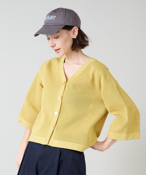 Liesse（リエス）の「メッシュ編みニットトップス（ニット/セーター・レディース・ネイビー/イエロー/アイボリー・FREE）」の17枚目の写真