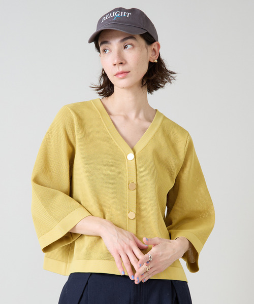 Liesse（リエス）の「メッシュ編みニットトップス（ニット/セーター・レディース・ネイビー/イエロー/アイボリー・FREE）」の22枚目の写真