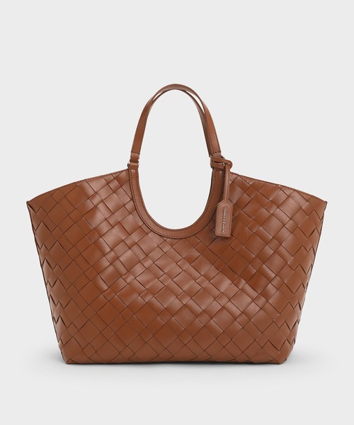CHARLES & KEITH（チャールズ & キース）の「Ivette イヴェット ウーブントートバッグ（トートバッグ・レディース・チョコ/スミクロ・L）」の18枚目の写真