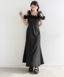 ショルダーフリルマーメイドワンピス