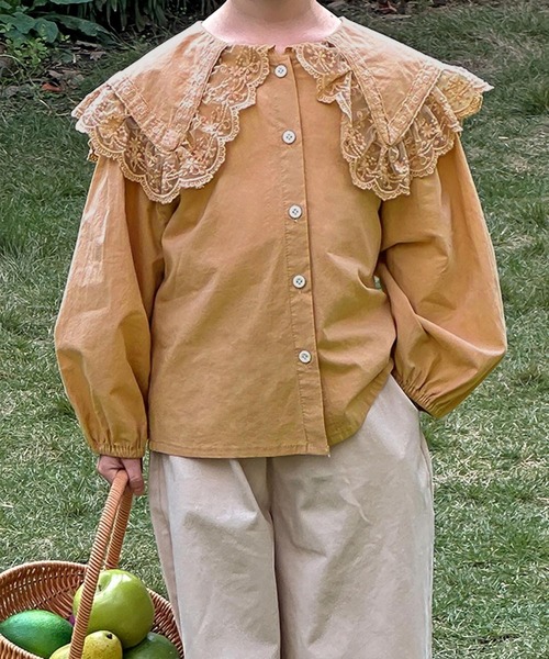 aimoha（アイモハ）の「【aimoha KIDS】レースカラーコットンブラウス（シャツ/ブラウス・キッズ・ベージュ/ホワイト/ライトベージュ・110/120/130/140/150）」の2枚目の写真