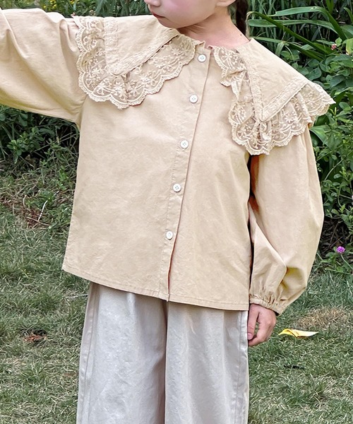 aimoha（アイモハ）の「【aimoha KIDS】レースカラーコットンブラウス（シャツ/ブラウス・キッズ・ベージュ/ホワイト/ライトベージュ・110/120/130/140/150）」の3枚目の写真