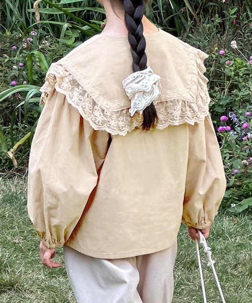 aimoha（アイモハ）の「【aimoha KIDS】レースカラーコットンブラウス（シャツ/ブラウス・キッズ・ベージュ/ホワイト/ライトベージュ・110/120/130/140/150）」の6枚目の写真