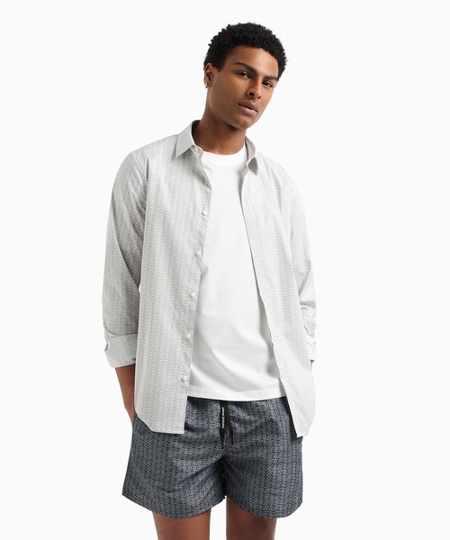 ARMANI EXCHANGE(アルマーニエクスチェンジ)の「【A|X アルマーニ エクスチェンジ】オールオーバーロゴ 長袖シャツ/SLIM(シャツ/ブラウス・メンズ・ホワイト系2/ブラック系1/ブラック/オフホワイト・X-LARGE/LARGE/MEDIUM/SMALL/X-SMALL/XX-LARGE)」の3枚目の写真