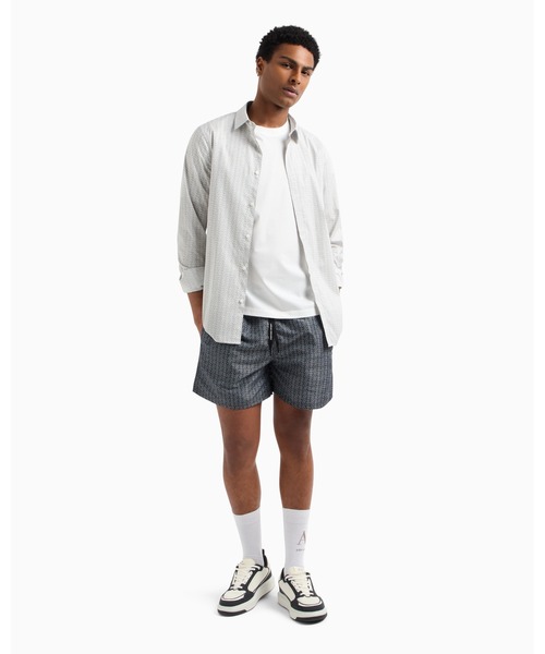 ARMANI EXCHANGE(アルマーニエクスチェンジ)の「【A|X アルマーニ エクスチェンジ】オールオーバーロゴ 長袖シャツ/SLIM(シャツ/ブラウス・メンズ・ホワイト系2/ブラック系1/ブラック/オフホワイト・X-LARGE/LARGE/MEDIUM/SMALL/X-SMALL/XX-LARGE)」の8枚目の写真