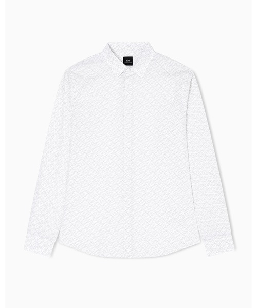 ARMANI EXCHANGE(アルマーニエクスチェンジ)の「【A|X アルマーニ エクスチェンジ】オールオーバーロゴ 長袖シャツ/SLIM(シャツ/ブラウス・メンズ・ホワイト系2/ブラック系1/ブラック/オフホワイト・X-LARGE/LARGE/MEDIUM/SMALL/X-SMALL/XX-LARGE)」の7枚目の写真