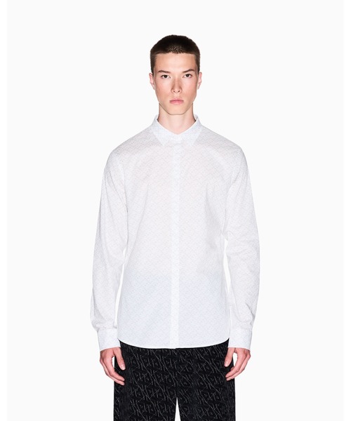 ARMANI EXCHANGE(アルマーニエクスチェンジ)の「【A|X アルマーニ エクスチェンジ】オールオーバーロゴ 長袖シャツ/SLIM(シャツ/ブラウス・メンズ・ホワイト系2/ブラック系1/ブラック/オフホワイト・X-LARGE/LARGE/MEDIUM/SMALL/X-SMALL/XX-LARGE)」の12枚目の写真