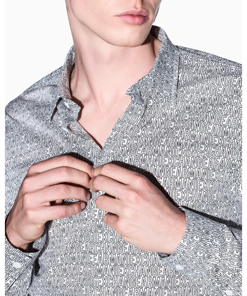 ARMANI EXCHANGE(アルマーニエクスチェンジ)の「【A|X アルマーニ エクスチェンジ】オールオーバーロゴ 長袖シャツ/SLIM(シャツ/ブラウス・メンズ・ホワイト系2/ブラック系1/ブラック/オフホワイト/ブラック系/ホワイト系・X-LARGE/LARGE/MEDIUM/SMALL/X-SMALL/XX-LARGE)」の11枚目の写真