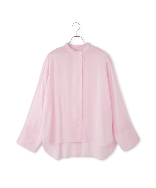 【美品】ADAM ET ROPÉ/バックオープンシャツ　ピンク 美品】アダムエロペ バックオープンバンドカラーシャツ ピンク