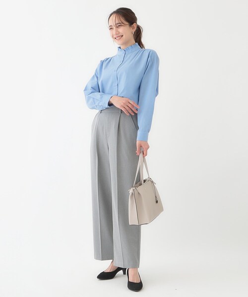 SHOO・LA・RUE（シューラルー）の「すっきり好印象 フリルスタンドブラウス（シャツ/ブラウス・レディース・ホワイト/ライトブルー/ホワイト系5・01/02/03/04）」の10枚目の写真